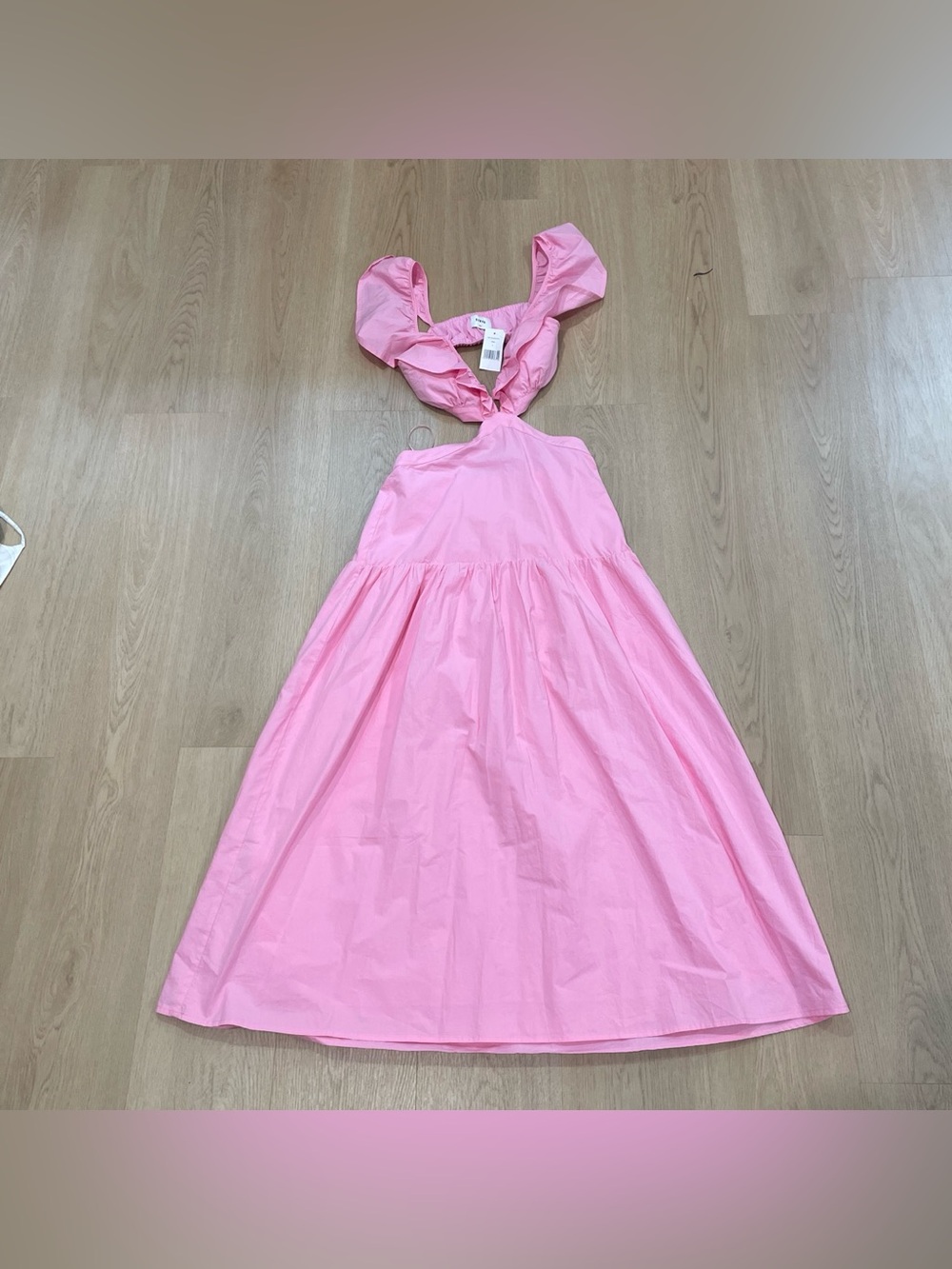 Sleeveless Pink Casual Midi Dress with Bow-Back Detail